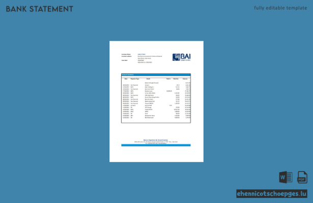 Kontoauszug der Cape Verde African Investment Bank (Excel-Beispiel mit AutoSum-Funktion)